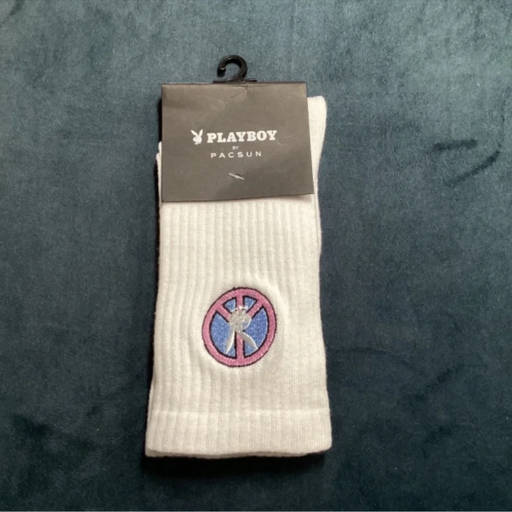 2/$25 Playboy White Socks